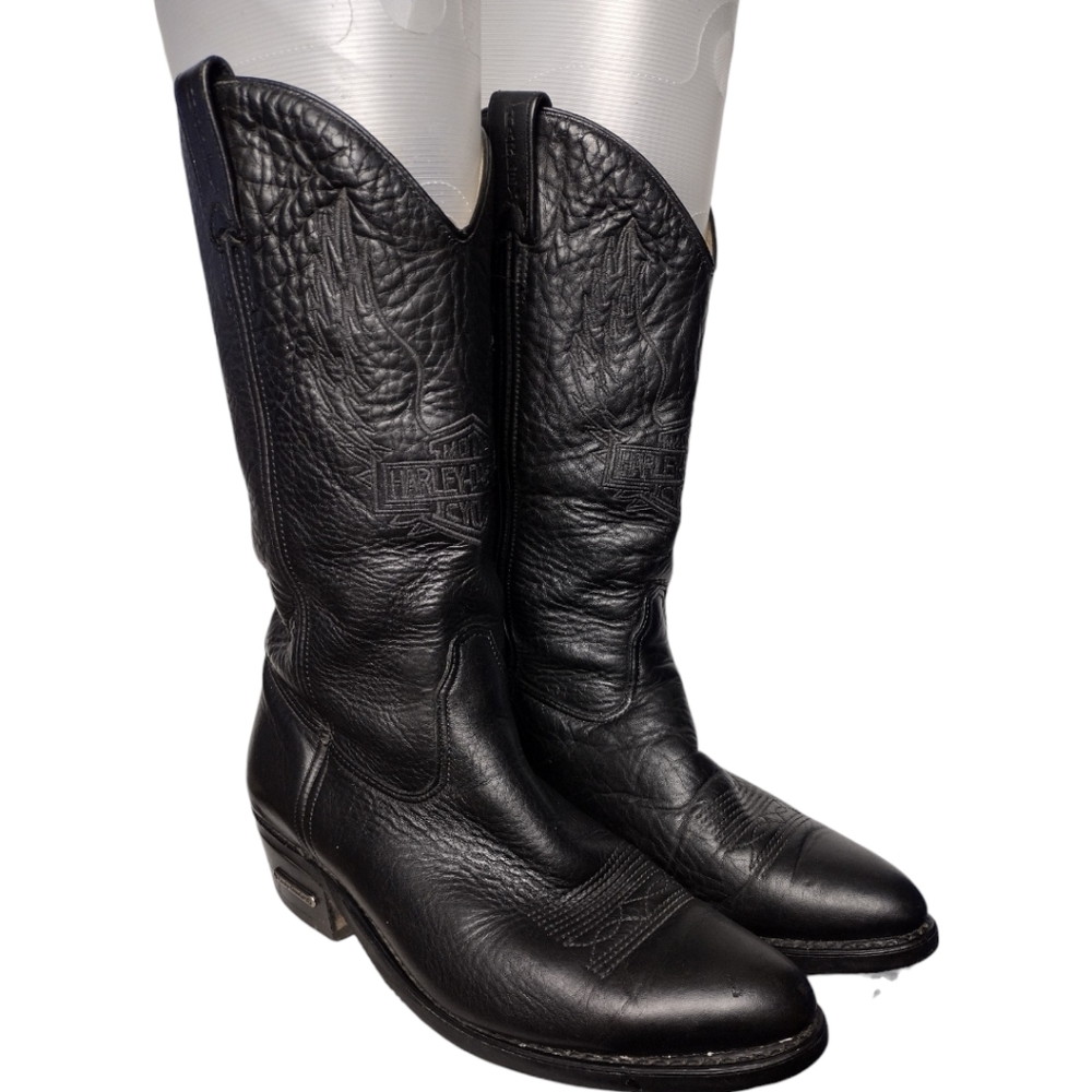 Harley Davidson Oil Resistant Pull On Leather Boots - Picture 3 of 12